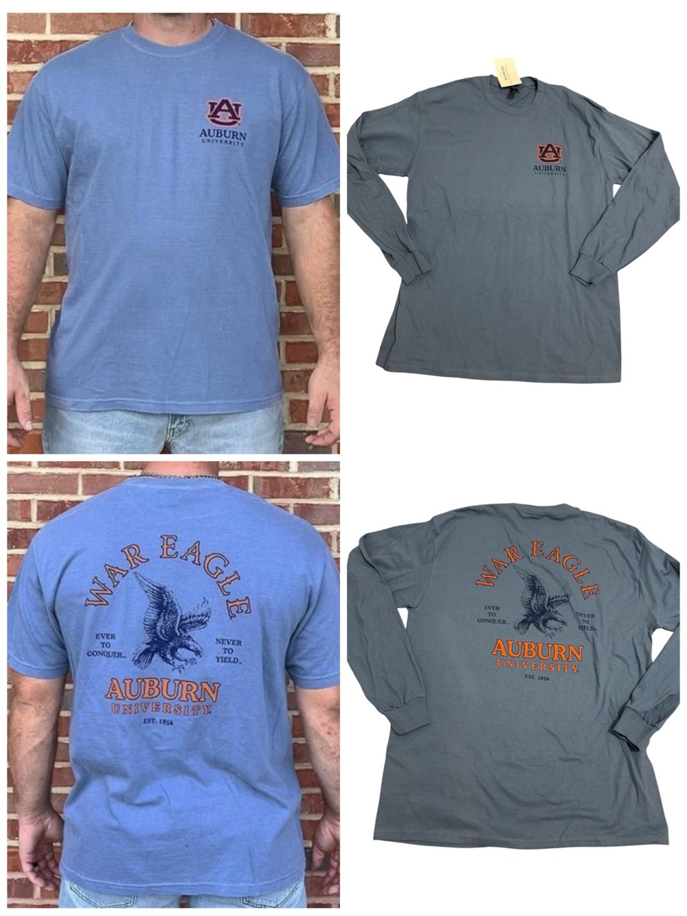 LG Men's Long-Sleeve Auburn Logo Tee - Denim Blue